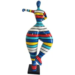 Casa Padrino Designer Deko Skulptur Frau beim Sport Mehrfarbig H. 132 cm - Dekofigur - Gartendeko Skulptur - Gartenfigur