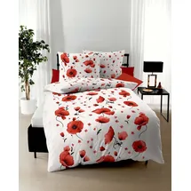 KAEPPEL Scarlett Mohnblumen Rot 135 x 200 cm + 2 x 80 x 80 cm