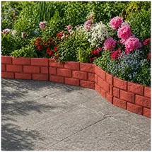 Hti-Living Beeteinfassung Steinmauer 45 x 29 cm 4 Stück rot