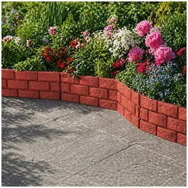 Hti-Living Beeteinfassung Steinmauer 45 x 29 cm 4 Stück rot
