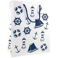Sea-Club Geschenktüte Maritime Deko Papier lackiert 26x33cm weiß/Marine
