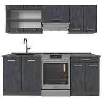 Vicco Küchenzeile R-Line 200 cm Schwarz Beton/Anthrazit