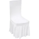 Qussse 20 Stück Weiß Stuhlhussen, Stretch Stuhlhussen Bankett Stuhlbezug Rock Stretch Weiß Stuhlbezüge Universell Stuhlhussen für Hochzeiten und Party Dekoration