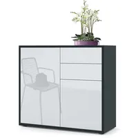 Vladon Kommode, Weiß Hochglanz, 79x74x36 cm, Wohnzimmer, Kommoden &
