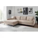 trends by hg Ecksofa Summer L-Form, in Cord-Stoff mit Metallfuß beige