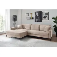 trends by hg Ecksofa Summer L-Form, in Cord-Stoff mit Metallfuß beige