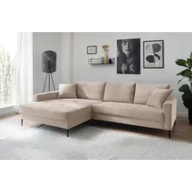 trends by hg Ecksofa Summer L-Form, in Cord-Stoff mit Metallfuß beige