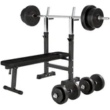 Hantelbank mit Langhantelset schwarz No Size