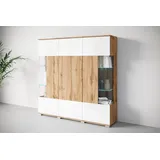 OTTO home Highboard Kenia 135 x 134 x 39,5 cm Weiß / Beige