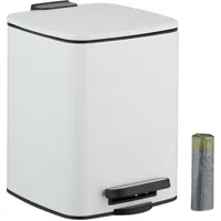 Relaxdays Kosmetikeimer, 6 L, Absenkautomatik, entnehmbarer Inneneimer, Metall, Bad