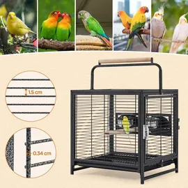 Yaheetech Vogelkäfig Reisevogelkäfig 2 Sitzstangen 0 x 0 x 0 cm schwarz