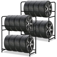 Ansobea 2X Reifenregal für 8 Reifen Reifenständer | HxBxT 117x107x46 cm | Ladekapazität 180KG | mit Reifenschutzhülle | bis 240 mm Reifenbreite | Reifenhalter für platzsparende Lagerung