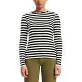 QS Geripptes Longsleeve Schwarz/Creme XXL
