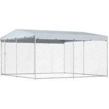 vidaXL Outdoor-Hundezwinger mit Überdachung 382x382x225 cm