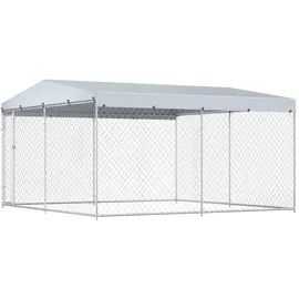 vidaXL Outdoor-Hundezwinger mit Überdachung 382x382x225 cm
