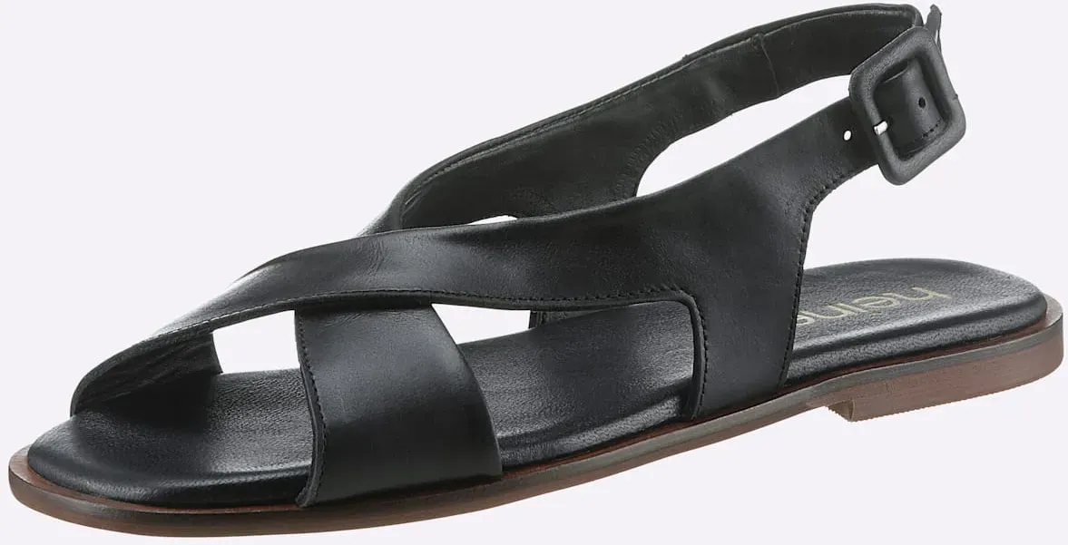 Sandale HEINE, Damen, Gr. 40, schwarz, Leder, Schuhe Sandale