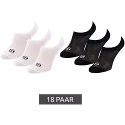 18 Paar Sergio Tacchini Invisible Footie Füßlinge kurze Sommer-Socken Baumwoll-Strümpfe Schwarz oder Weiß - 39-42