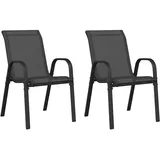 vidaXL Gartenstuhl 55 x 65 x 89 cm schwarz 2 St.