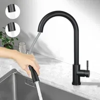 Wasserhahn Küche Küchenarmatur Schwarz - Ausziehbar Spültischarmatur Mit Brause Mischbatterie Spüle 360° Drehbar Armatur Edelstahl 2 Stück Strahlarten Küchenwasserhahn Matt - Gbly