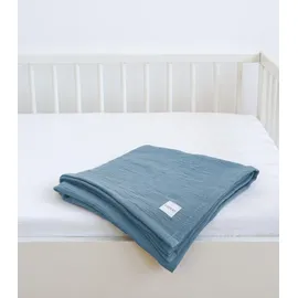 LOOLAY Musselin Bettüberwurf 150 x 200 cm Blau