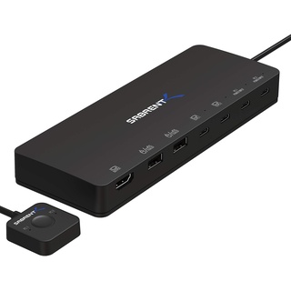 SABRENT KVM Switch 2 port USB C Inputs, 2 ports usb C outputs mit 60W PD | 2 USB ports | 1 HDMI port 4K@60Hz für Laptop, PC, Drucker, Scanner, Maus, Tastatur LED-Geräteanzeigen (USB-KCPD)