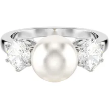 Swarovski Damenring Matrix Cocktailring, Kristallperle, Rundschliff, weiß 50