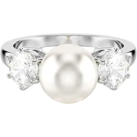 Swarovski Damenring Matrix Cocktailring, Kristallperle, Rundschliff, weiß 50