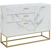[en.casa] Sideboard Lavangen 75 x 100 x 35 cm Marmoroptik / Weiß