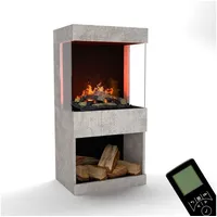 GLOW FIRE Elektrokamin OGF 2 Wasserdampf Kamin, Standkamin, Elektrischer Kamin, Wasserdampfkamin mit 3D Feuer und Knisterfunktion grau