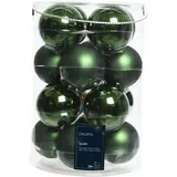 Kaemingk 16 Weihnachtskugeln 8cm Glas Christbaumkugeln Weihnachtsbaumkugeln dunkelgrün