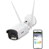 ZOSI 5MP WLAN Überwachungskamera Außen, 2,4GHz/5GHz IP WLAN Kamera Outdoor mit Echtfarben-Nachtsicht, F1,0-Blende, KI Personen-/Fahrzeugerkennung, C186A AuroraLux