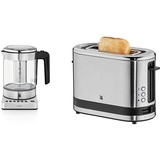 WMF Küchenminis 2 in 1 Vario Wasserkocher mit Temperatureinstellung, 1,0l, 1900 W & Küchenminis 1-Scheiben Toaster Langschlitz XXl-Toast Brötchenaufsatz 7 Bräunungsstufen Überhitzungsschutz 600W