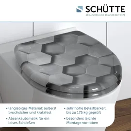 Schütte WC-Sitz »Grey HEXAGONS mit Absenkautomatik und Schnellverschluss