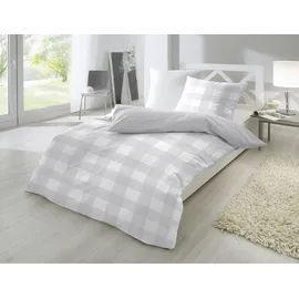 Primera Basic Perkal weiß/grau 200 x 200 cm + 2 x 80 x 80 cm