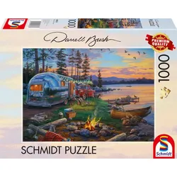 Schmidt Spiele - Erwachsenenpuzzle - Darrel Bush: Campingidyll am See, 1.000 Teile Puzzle