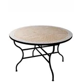 Marokkanischer Mosaiktisch Marrakesch Natur/ Weiss, 120cm
