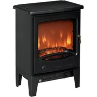 HOMCOM Elektrokamin mit Heizung, elektrischer Kamin mit LED Flammeneffekt, 900/1800 W Dekokamin, elektrisch Kaminfeuer Kaminofen, Schwarz