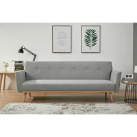 SalesFever Schlafsofa Strukturstoff 3-Sitzer Hellgrau
