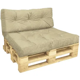 VOUNOT Palettenkissen 120 x 80 x 40 cm beige 2 St.