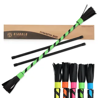 Diabolo Freizeitsport Flowerstick Basic (grün) - UV reaktiver Flower Stick mit Zwei Glasfaser Handstäben, Hingucker auf Festivals, ideal für Anfänger