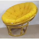 Rattani Rattanstuhl Rattan Papasan Sessel inkl. hochwertigen Polster D 110 cm Fb. honig, Hochwertiges Kissen in Uni Living Gelb