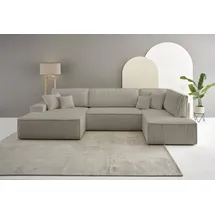 OTTO home Wohnlandschaft OTTO HOME "FINNLEY U-Form XXL 329 cm - OTTO. Verlässliche Qualität.", grau (taupe), B:329cm H:85cm T:195cm, Bezugstoff 100% PES ;Gramatur 400g/qm +/- 5%, Sofas, Wohnlandschaft, Schlafsofa, Bettkasten, in Bouclé, Struktur fein und Mega Cord