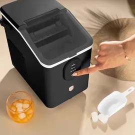 Berlinger Haus Eiswürfelmaschine - Kompakter Ice Maker Retro-Design mit 0,8L Wassertank & 120W - 12kg Eis in 24h, Eisherstellung, Mehrfarbig, Schwarz