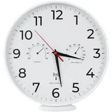 LATENO - Funkwanduhr Weiß - zum Aufstellen oder Aufhängen - 30 cm - misst Temperatur und Luftfeuchtigkeit - Funkgesteuert - Wanduhr - Batteriebetrieben - Funkuhr - Küchenuhr Funk - Wanduhr Funk