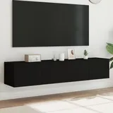 vidaXL TV-Wandschränke mit LED-Leuchten 2 Stk. Schwarz 80x35x31 cm