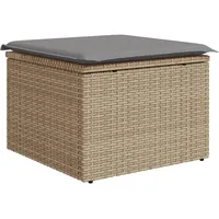HFMDRMU Beiger Polsterhocker Outdoor mit Stauraum, Poly Rattan Hocker 55x55x37 cm, Gartenhocker mit wasserfestem Beutel und abnehmbarem Kissenbezug