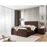 yourhouse24 Boxspringbett Castel (Bonell-Matratze und Topperr), mit zwei Bettkästen (Farbe: Ikoo 05, Größe: 160x200 cm) - Beige/Braun/Rosa/Dunkelblau/Grün/Hellgrau/Grau/Dunkelgrau