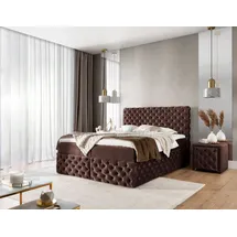 yourhouse24 Boxspringbett Castel (Bonell-Matratze und Topperr), mit zwei Bettkästen (Farbe: Ikoo 05, Größe: 160x200 cm) - Beige/Braun/Rosa/Dunkelblau/Grün/Hellgrau/Grau/Dunkelgrau