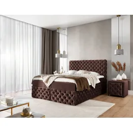 yourhouse24 Boxspringbett Castel (Bonell-Matratze und Topperr), mit zwei Bettkästen (Farbe: Ikoo 05, Größe: 160x200 cm) - Beige/Braun/Rosa/Dunkelblau/Grün/Hellgrau/Grau/Dunkelgrau