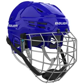 Bauer RE-AKT 55 Eishockey Helm Combo (mit Gitter) blau Mittelgroß)
